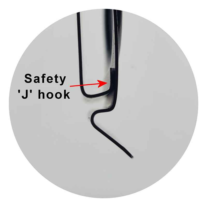 Holster Clip, Steel, Wraparound NO-PULL 'J' Hook for Safety