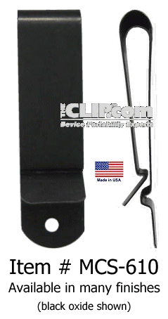 Spring steel metal holster belt clip. Made in USA tempered